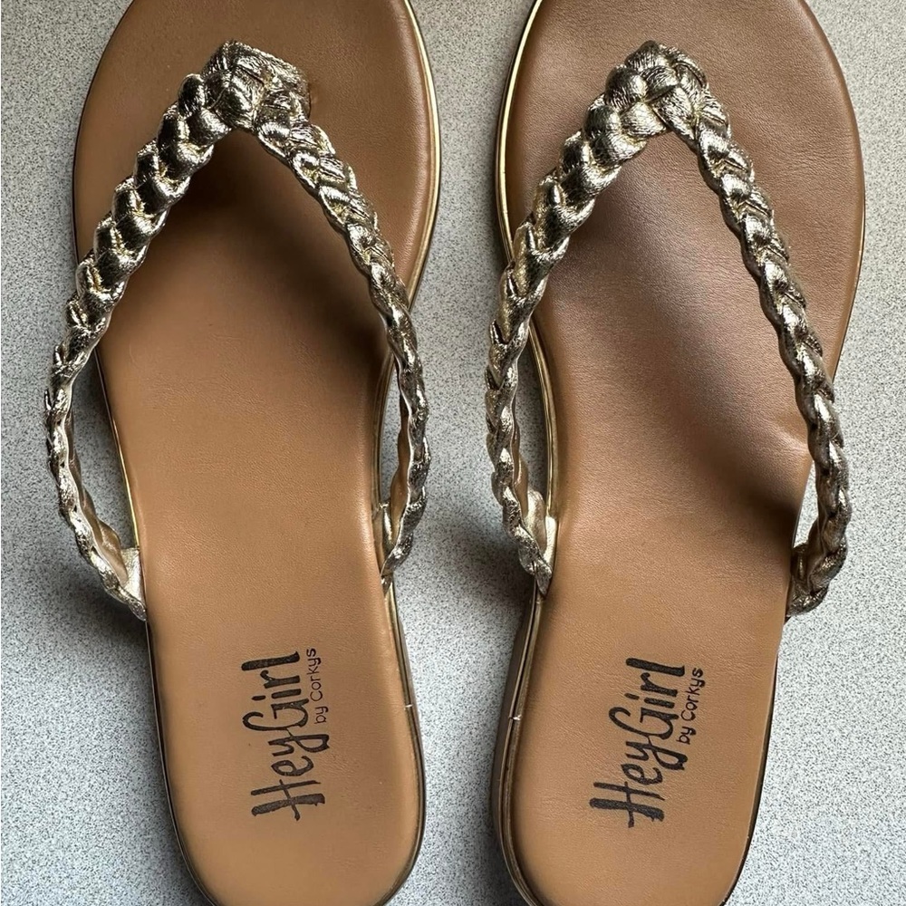 Corkys Gold Braided Sandals